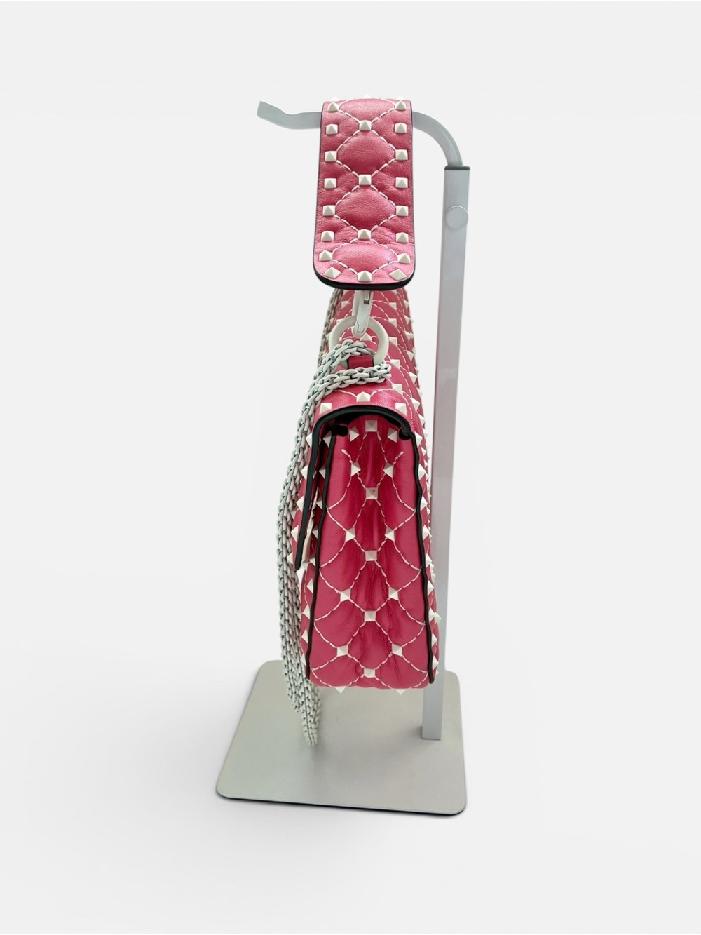 Valentino Garavani Rockstud Spike Pink Quilted Leather Shoulder Bag - Picture 4 of 12